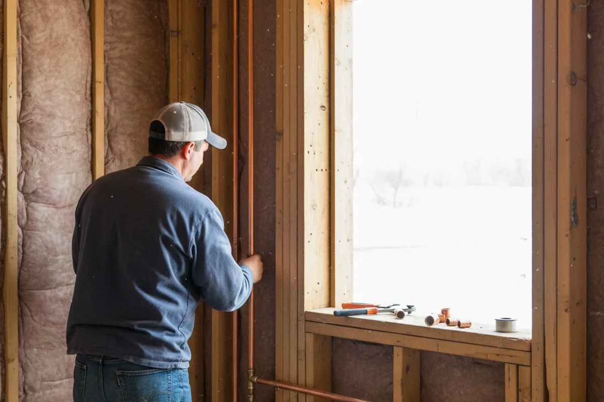 Licensed plumber running new copper supply lines in a Youngstown home